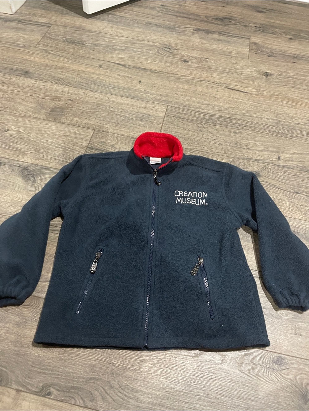Kids Navy Fleece Jacket with Red Collar
